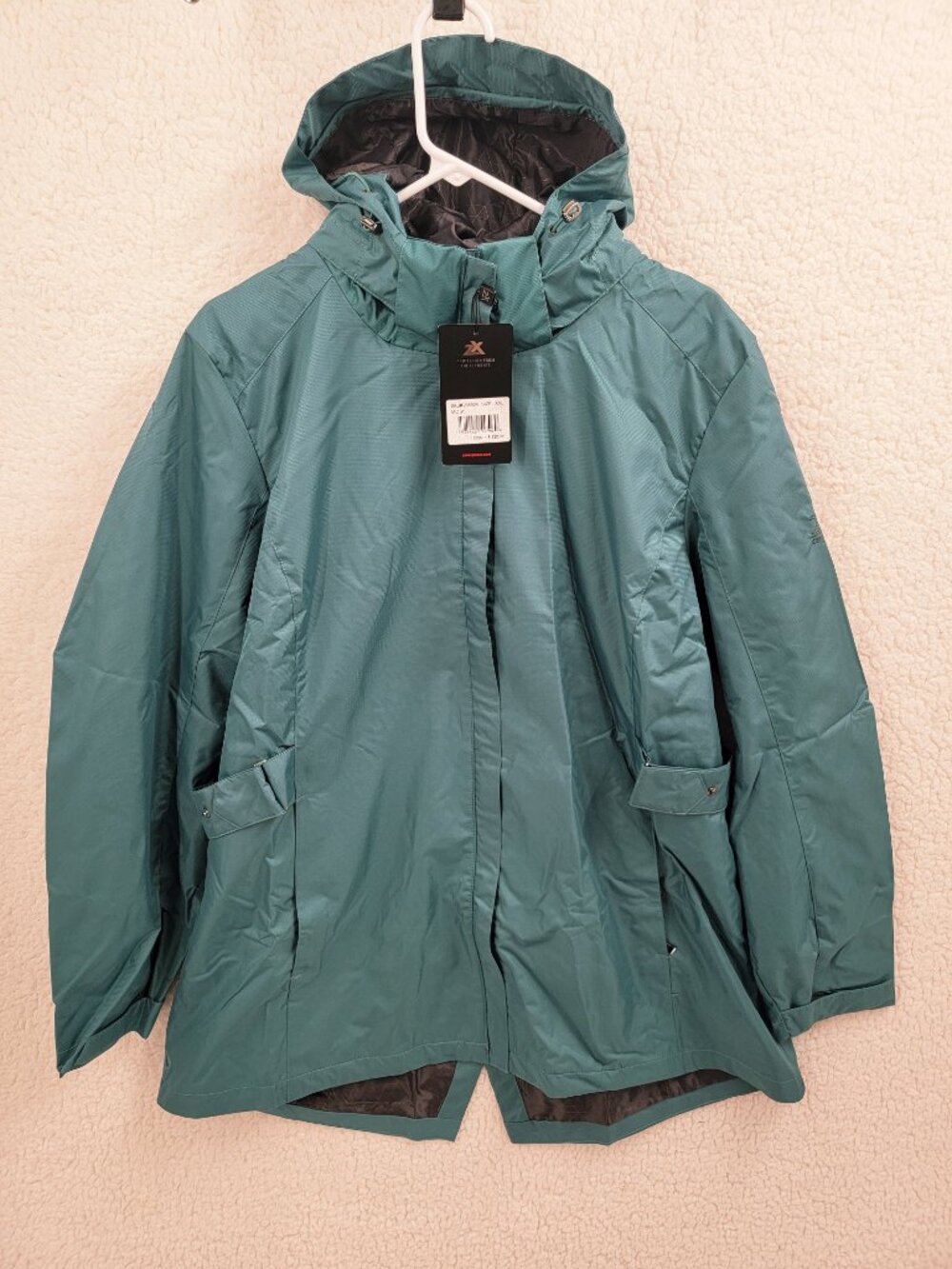NWT ZeroXposur Women's Hooded Rain Jacket Water Resistant Moss Green Size XXL